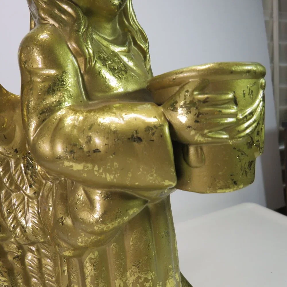 Gold Foil Ceramic Angel with candle holder 12